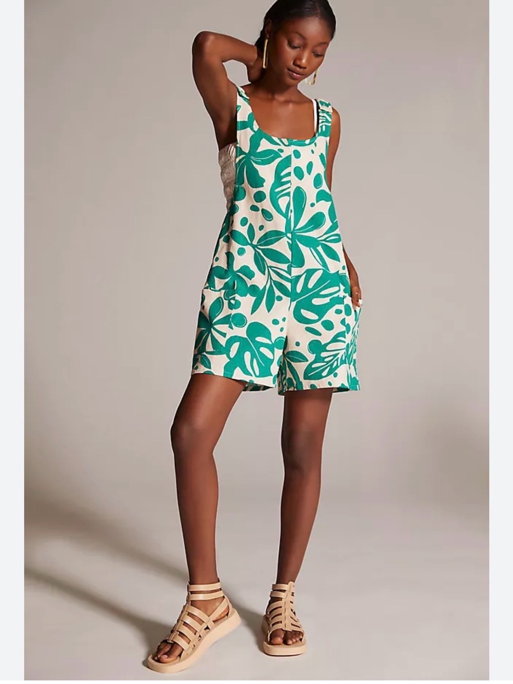 NWT Corey Lynn Calter Adeline romper Anthropologie Leaf Print small